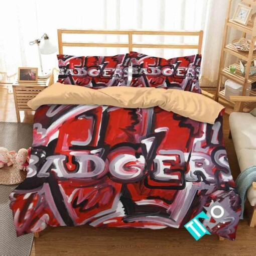 Ncaa Wisconsin Badgers 2 Logo N 3d Duvet Cover Bedding