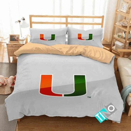 Ncaa Miami Hurricanes 1 Logo V 3d Duvet Cover Bedding