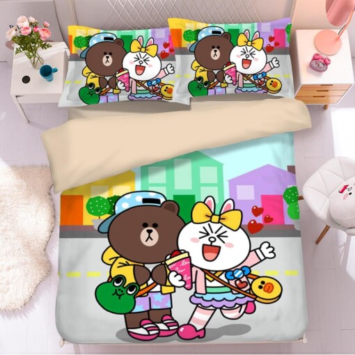 Line Town Brown Cony 6 Duvet Cover Quilt Cover Pillowcase