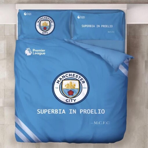 Manchester City F C Superbia In Proelio 1 Duvet Cover Quilt