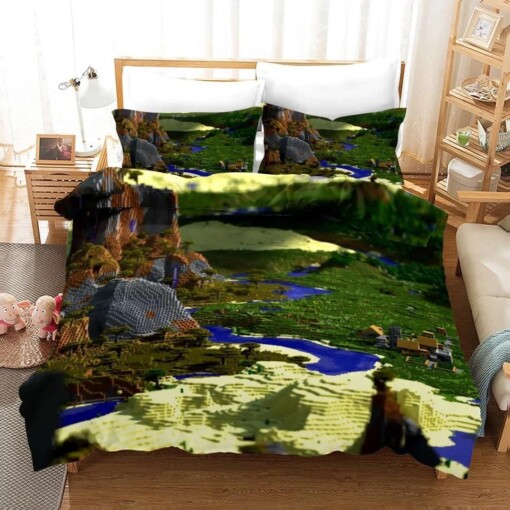 Minecraft 4 Duvet Cover Pillowcase Bedding Sets Home Bedroom Decor