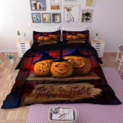 Halloween Horro Pumpkin Ghost 12 Duvet Cover Pillowcase Bedding Set