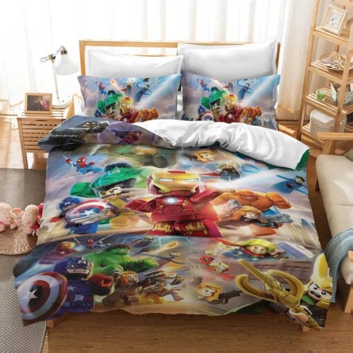 Lego Avengers Iron Man 8 Duvet Cover Pillowcase Bedding Sets