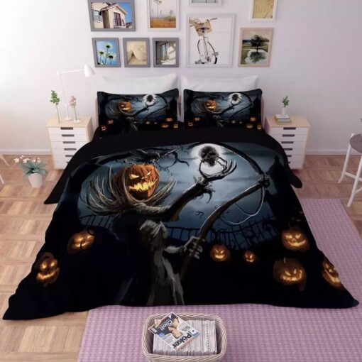 Halloween Horro Pumpkin Ghost 3 Duvet Cover Pillowcase Bedding Set