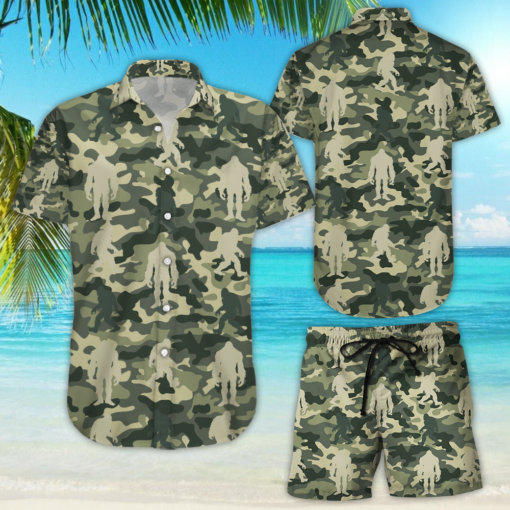 Amazing bigfoot camo tropical hawaiian shirt - HAWD48594059