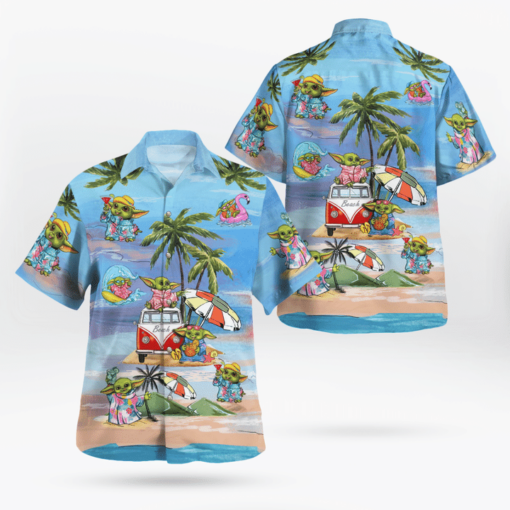 Baby Yoda Summer Time Hawaiian Shirt Blue