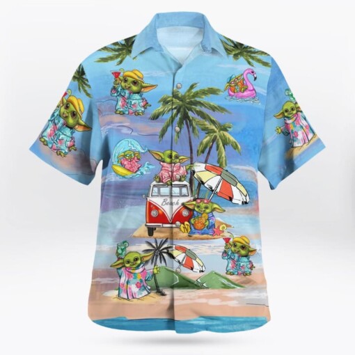 Baby Yoda Summer Time Hawaiian Shirt Blue