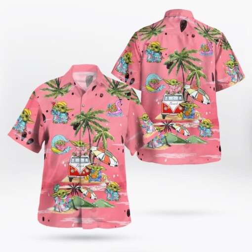 Baby Yoda Summer Time Hawaiian Shirt Pink