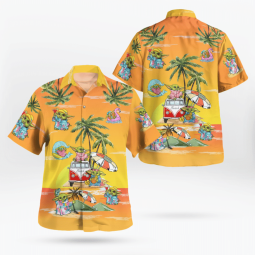 Baby Yoda Summer Time Hawaiian Shirt Sunset Yellow