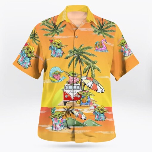 Baby Yoda Summer Time Hawaiian Shirt Sunset Yellow