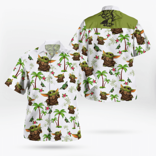 Baby Yoda Tropical Pattern Hawaiian Shirt
