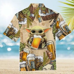 Star Wars Baby Yoda And Beer Wheat Hawaiian Shirt - Dream Art Europa