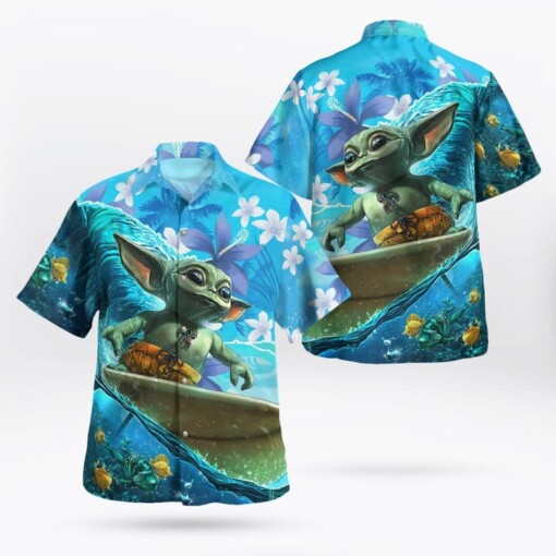 Star Wars Baby Yoda Surfing Hawaiian Shirt
