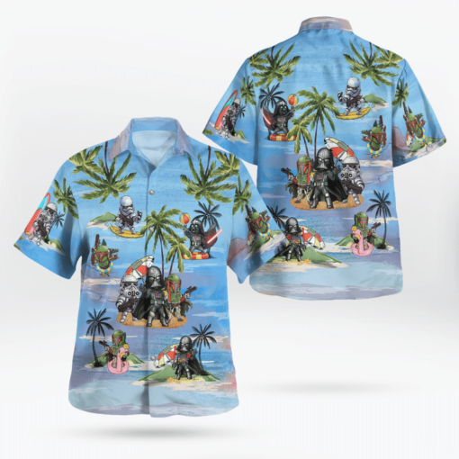 Vader Boba Fett Trooper Summer Time Hawaiian Shirt Blue