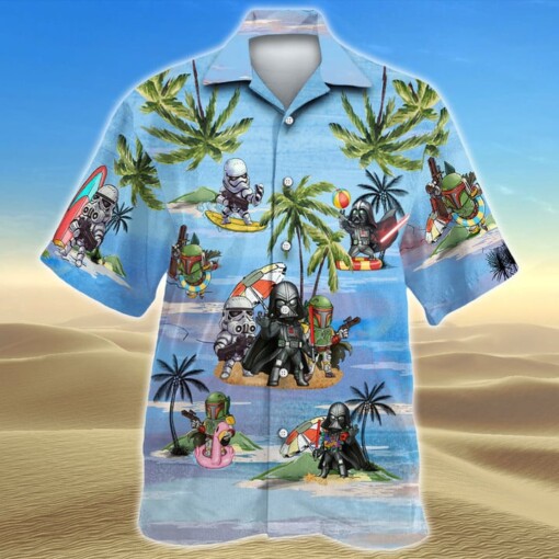 Vader Boba Fett Trooper Summer Time Hawaiian Shirt Blue