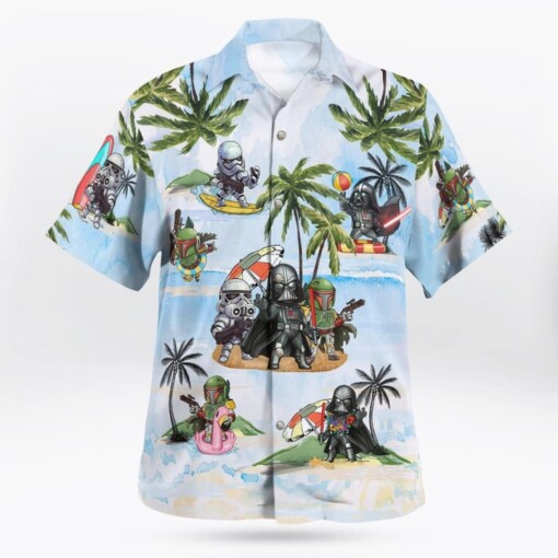 Vader Boba Fett Trooper Summer Time Hawaiian Shirt Light Blue
