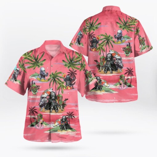 Vader Boba Fett Trooper Summer Time Hawaiian Shirt Pink