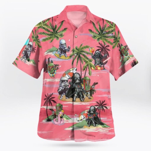 Vader Boba Fett Trooper Summer Time Hawaiian Shirt Pink