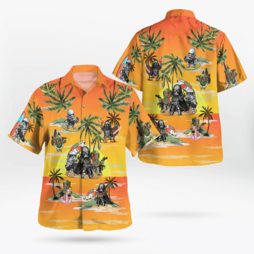Vader Boba Fett Trooper Summer Time Hawaiian Shirt Sunset Yellow