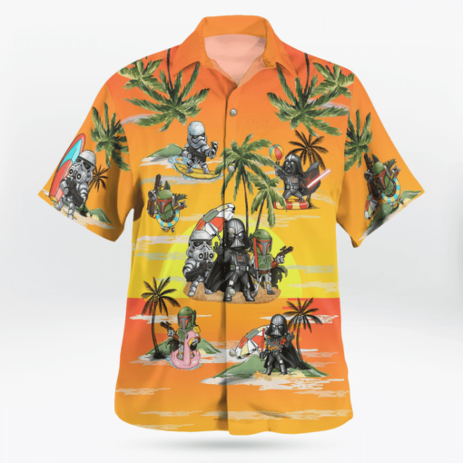 Vader Boba Fett Trooper Summer Time Hawaiian Shirt Sunset Yellow