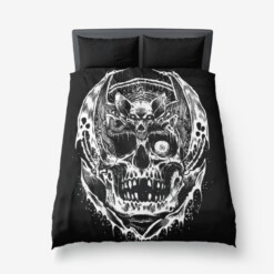 Satanic Heavy Metal Room Decor Skull Bat 3 Piece Duvet Set