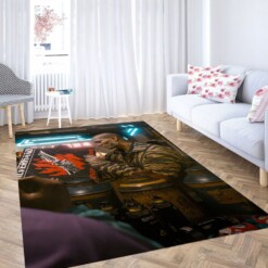 2077 Futuristic Cyberpunk Living Room Modern Carpet Rug