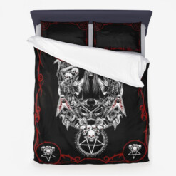 Skull Guitar Inverted Pentagram Thrash Metal Death Metal Heavy Metal Music Metalbreed 3 Piece Duvet Set