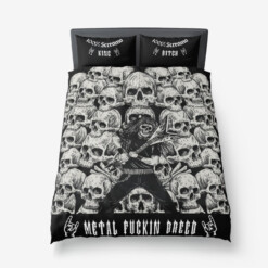 Skull Guitar Heavy Metal Music Thrash Metal Death Metal 3 Piece Duvet Set If Purchasing Twin Or Single Please Provide Special Instructions If You Want The Men's Pillow Case Or Women's Pillow Case At Checkout