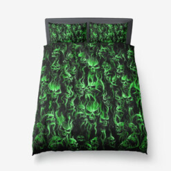 Smoke Skull Wild Green Microfiber 3 Piece Duvet Set