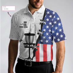 American Flag Disc Golf Custom Polo Shirt Dot Pattern Disc Golf Shirt For Men Personalized Disc Golf Shirt - Dream Art Europa