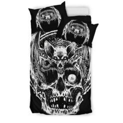 Gothic Skull Demon Bat 3 Piece Duvet Set