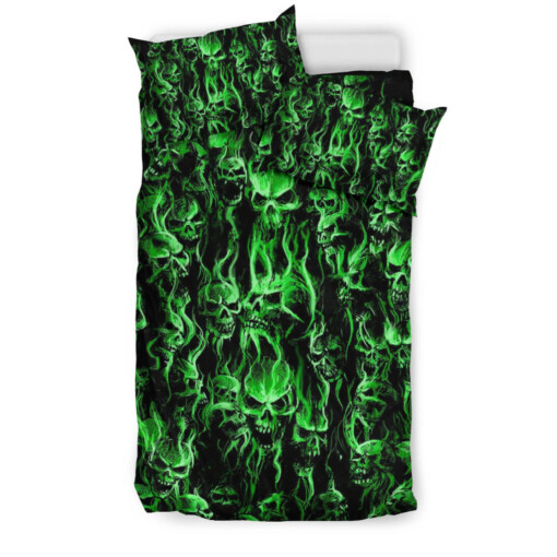 Smoke Skull Green Style 3 Piece Duvet Set