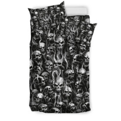 New Skull Smoke Style! 3 Piece Duvet Set Black And White