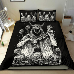 Satanic Horn Skull God Impaled Skulls 3 Piece Duvet Set