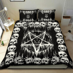 New! Skull Satanic Pentagram Drip 3 Piece Duvet Set