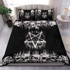 Satanic Skull Inverted Melting Pentagram 3 Piece Duvet Set