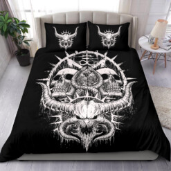 Skull Satanic Demon Serpent Black And White Black Eye Version 3 Piece Duvet Set