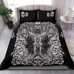 Skull Demon Headless Skeleton With Inverted Cross 3 Piece Duvet Set