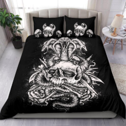 Skull Flower Demon Snake Serpent 3 Piece Duvet Set