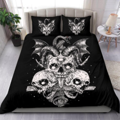 Skull Bat Wing Cyclops Demon Serpent Cross 3 Piece Duvet Set