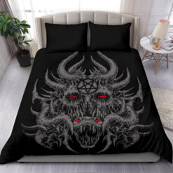 Skull Demon Serpent Inverted Pentagram 3 Piece Duvet Set Dark Version