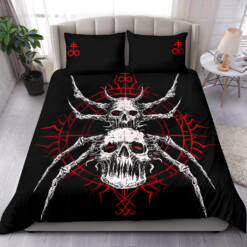 Skull Gothic Satanic Spider 3 Piece Duvet Set Red Version