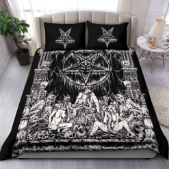 Skull Skeleton Satanic Pentagram Demon Lust Shrine 3 Piece Duvet Set