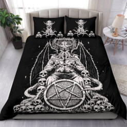 Skull Satanic Pentagram Demon Octopus Skull Throne 3 Piece Duvet Set