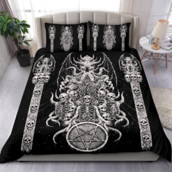 Skull Skeleton Satanic Pentagram Demon Octopus Shrine 3 Piece Duvet Set