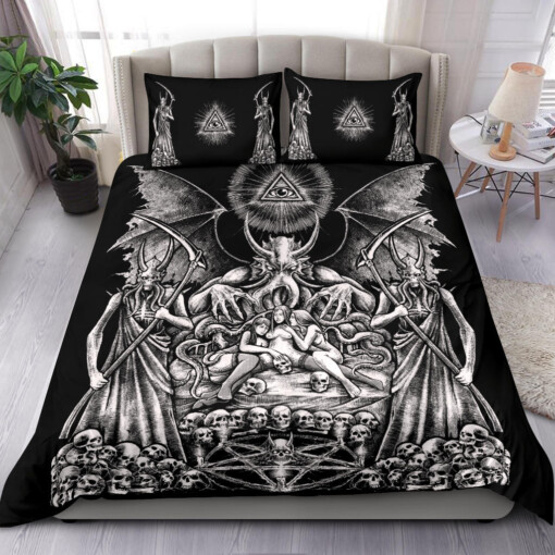 Skull Demon Satanic Pentagram Candle 3 Piece Duvet Set