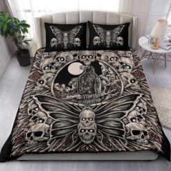 Skull Occult Raven Crow Moth 3 Piece Duvet Set Color Version