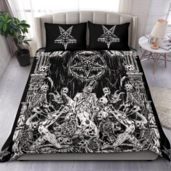 Skull Demon Satanic Pentagram Drip Doom Priest Shrine 3 Piece Duvet Set