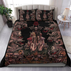 Skull Satanic Wood Cross Demon Madness 3 Piece Duvet Set Original Color Edited Version