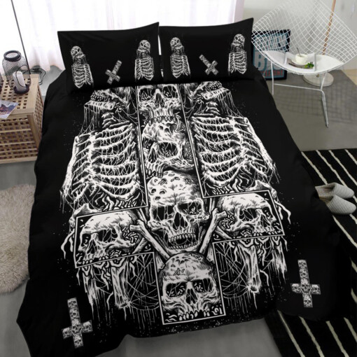 Satanic Skull Inverted Cross 3 Piece Duvet Set